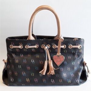 Dooney & Bourke Vintage Black Doctor Style Bag EUC Rainbow Monogram